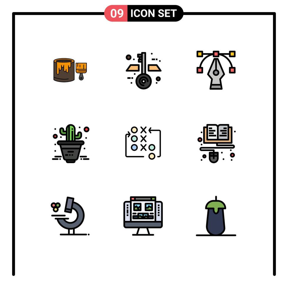 conjunto de 9 iconos de ui modernos símbolos signos para estrategia táctica movimiento gráfico planta elementos de diseño vectorial editables vector