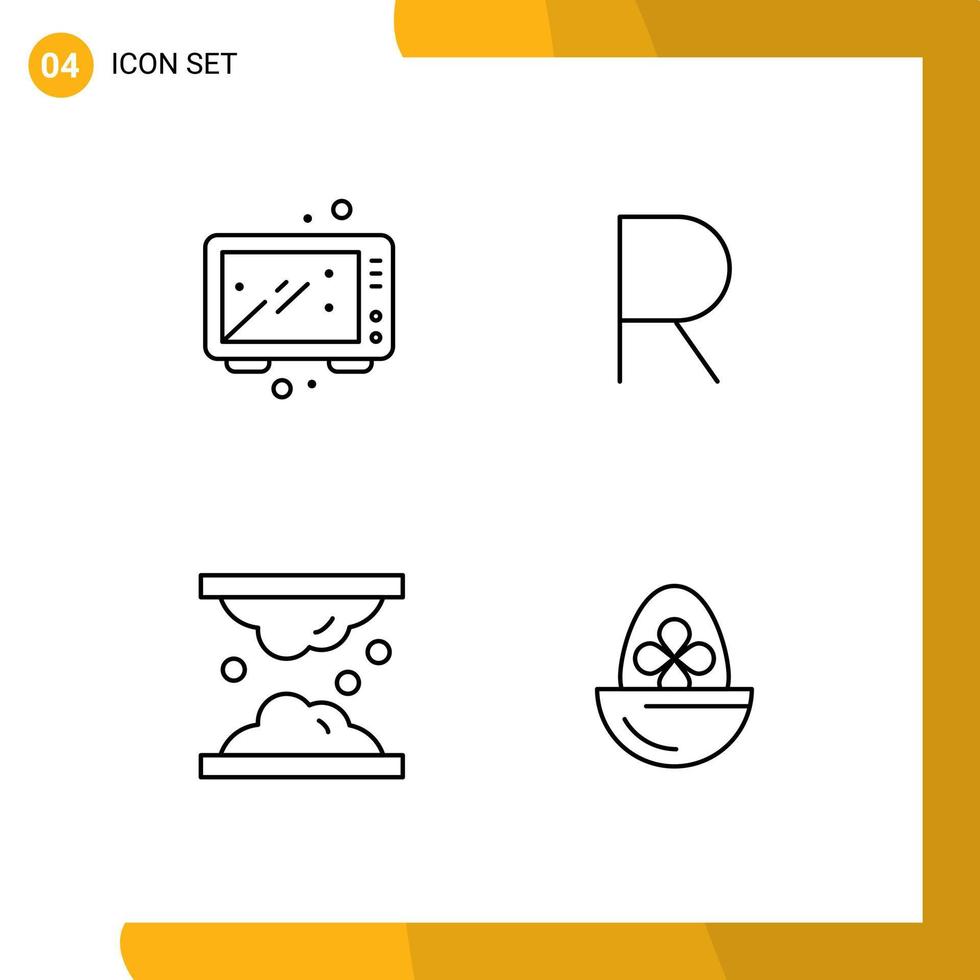 paquete de línea de 4 símbolos universales de cocina de colesterol para hornear elementos de diseño vectorial editables de lípidos africanos vector