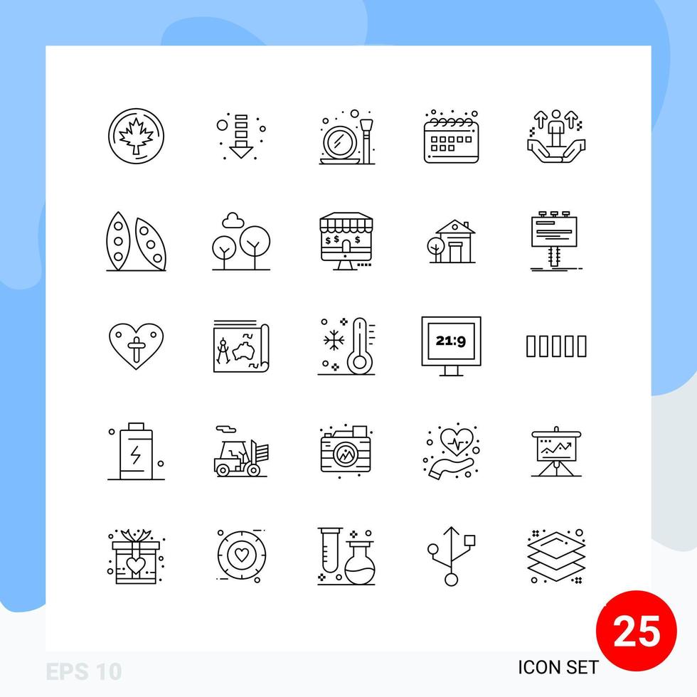 Pack of 25 creative Lines of man user make calendar seo Editable Vector Design Elements