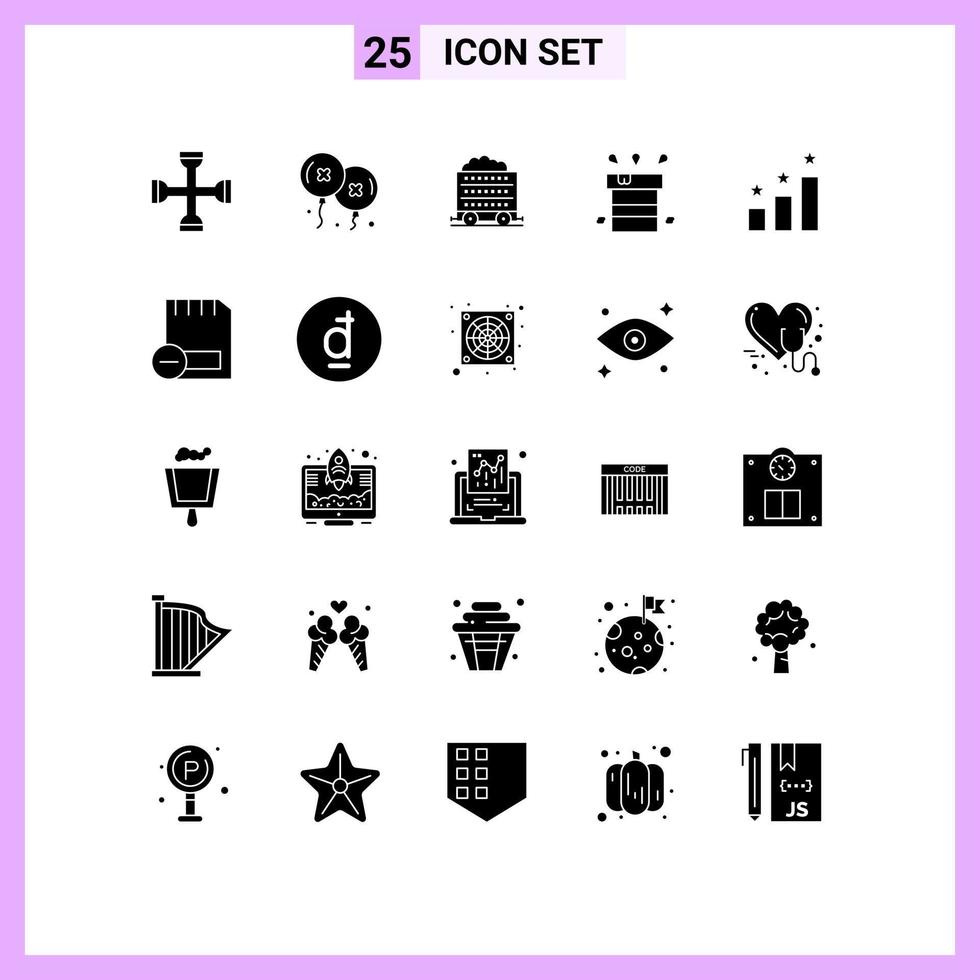 25 User Interface Solid Glyph Pack of modern Signs and Symbols of water miscellaneous celebration dry wheel Editable Vector Design Elements