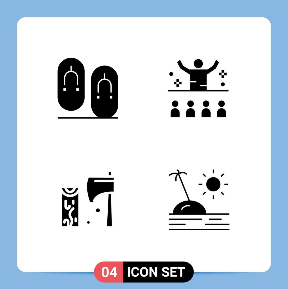 User Interface Pack of 4 Basic Solid Glyphs of flip axe travel lecture cutting Editable Vector Design Elements