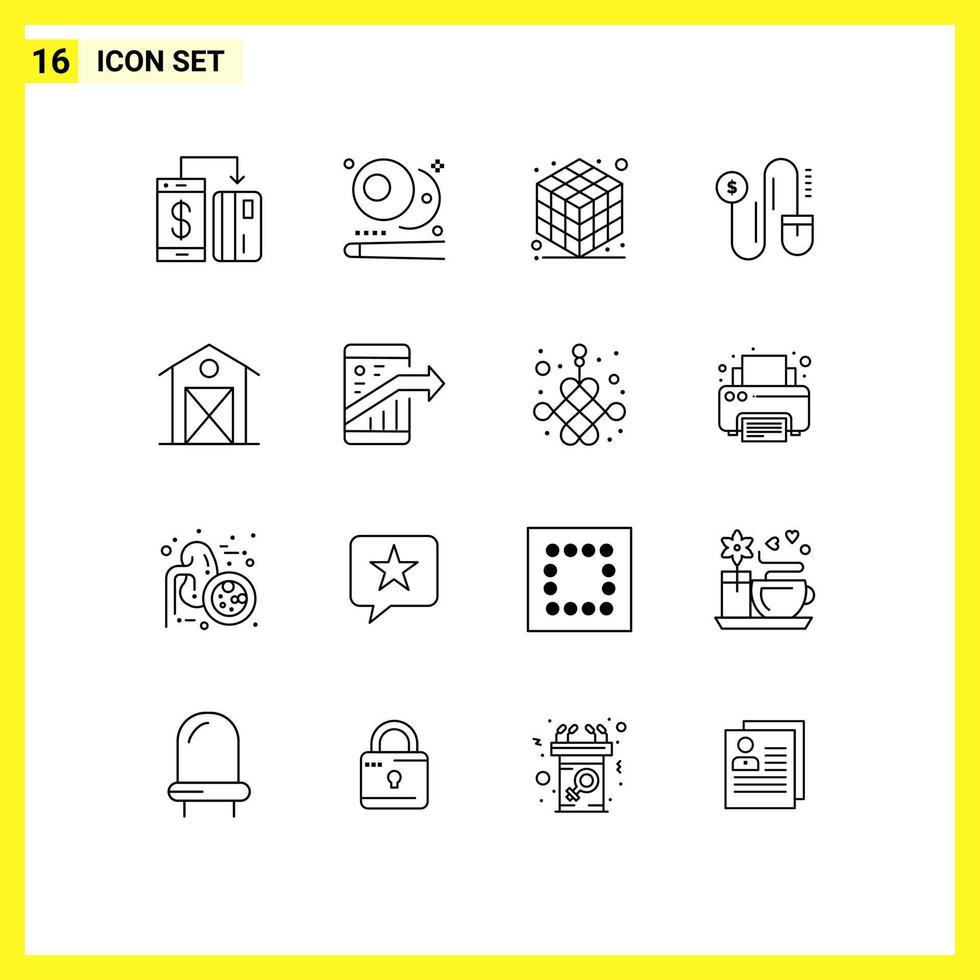 Set of 16 Modern UI Icons Symbols Signs for farm autumn sports marketing mouse Editable Vector Design Elements