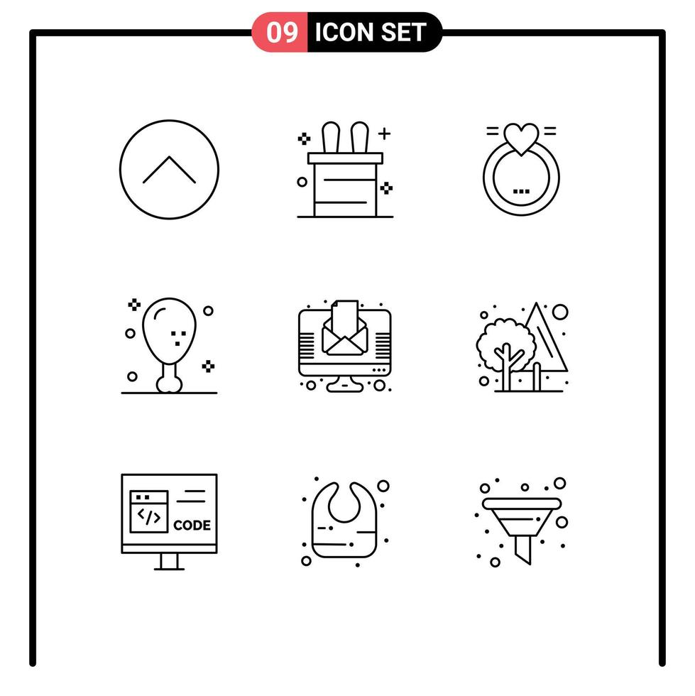 Set of 9 Modern UI Icons Symbols Signs for newsletter letter love thanksgiving holiday Editable Vector Design Elements
