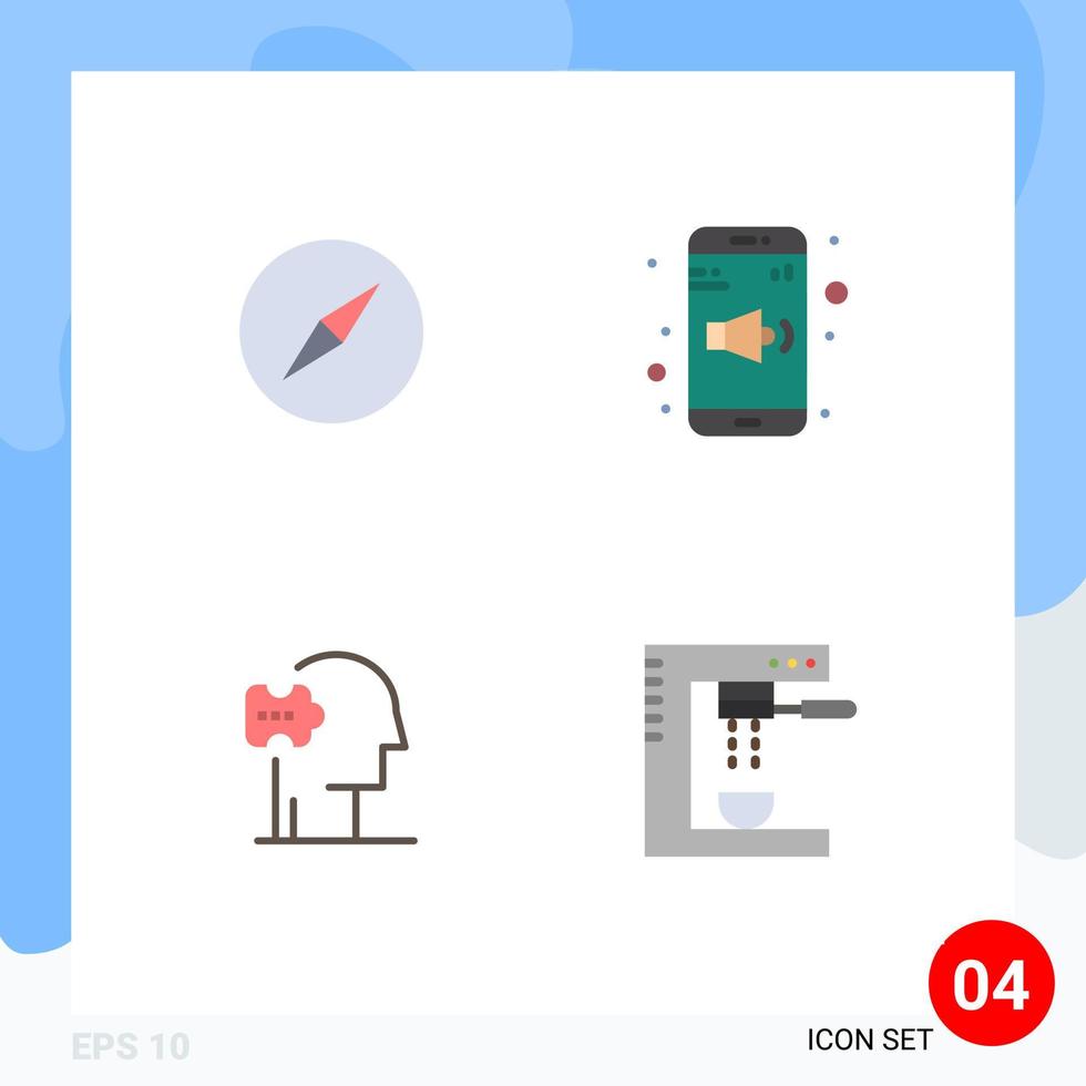 Pack of 4 Modern Flat Icons Signs and Symbols for Web Print Media such as instagram solution app volume cooking Editable Vector Design Elements