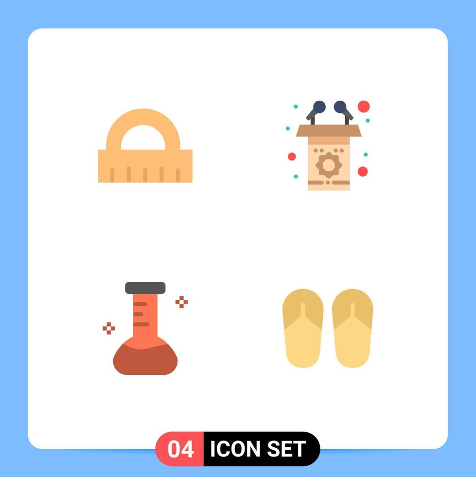 4 Thematic Vector Flat Icons and Editable Symbols of architecture laboratory podium speech foot Editable Vector Design Elements