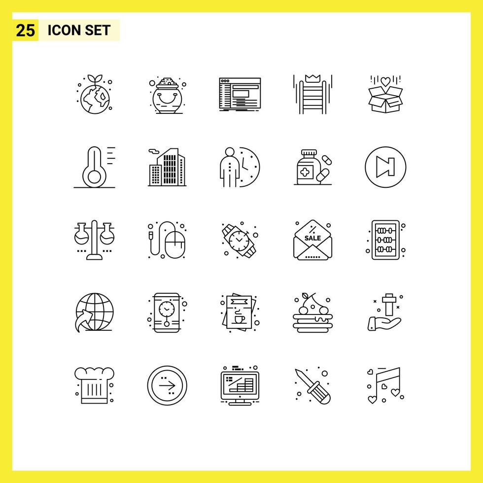 25 User Interface Line Pack of modern Signs and Symbols of tool success pot ladder root Editable Vector Design Elements