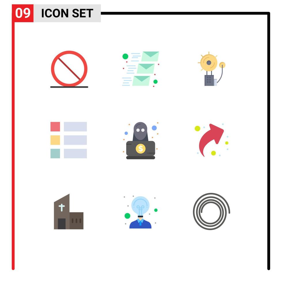 9 iconos creativos signos y símbolos modernos de imagen de detective marco de alarma intruso elementos de diseño vectorial editables vector