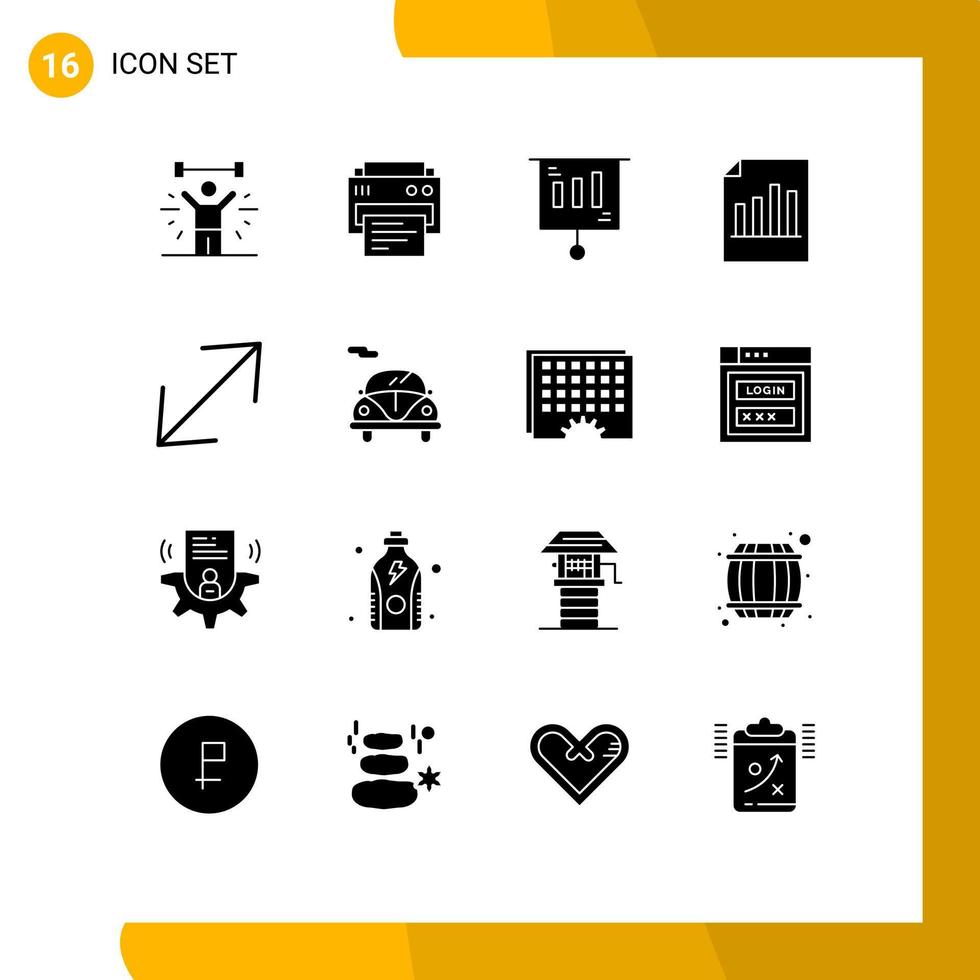 conjunto de 16 iconos de interfaz de usuario modernos signos de símbolos para la venta de archivos de educación de registro de hoja elementos de diseño vectorial editables vector