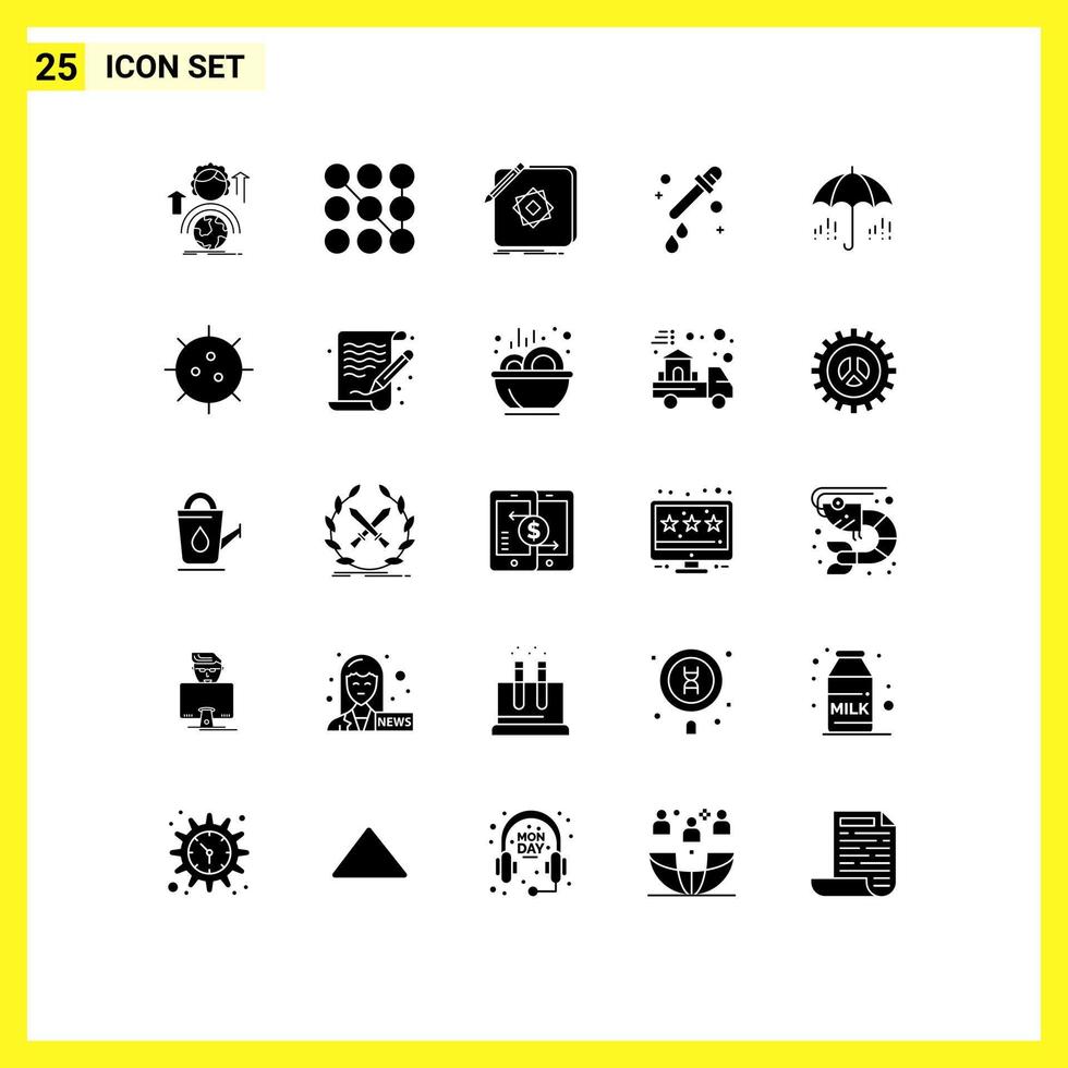 25 Solid Glyph concept for Websites Mobile and Apps rain science design pipette design Editable Vector Design Elements