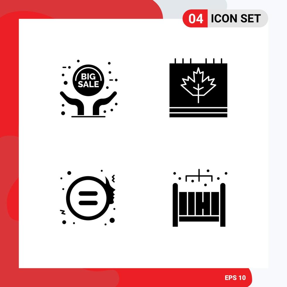 Group of 4 Modern Solid Glyphs Set for big sale equality sign canada gender Editable Vector Design Elements