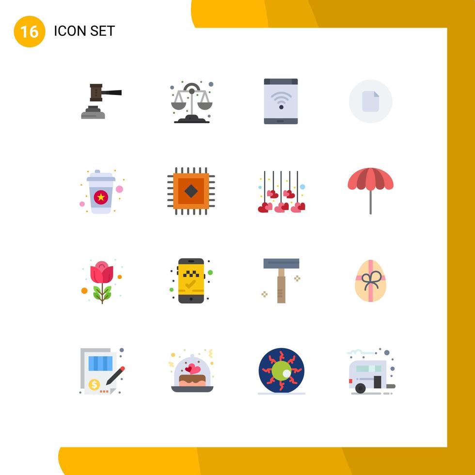 Pack of 16 Modern Flat Colors Signs and Symbols for Web Print Media such as file smartphone chemistry phone internet Editable Pack of Creative Vector Design Elements