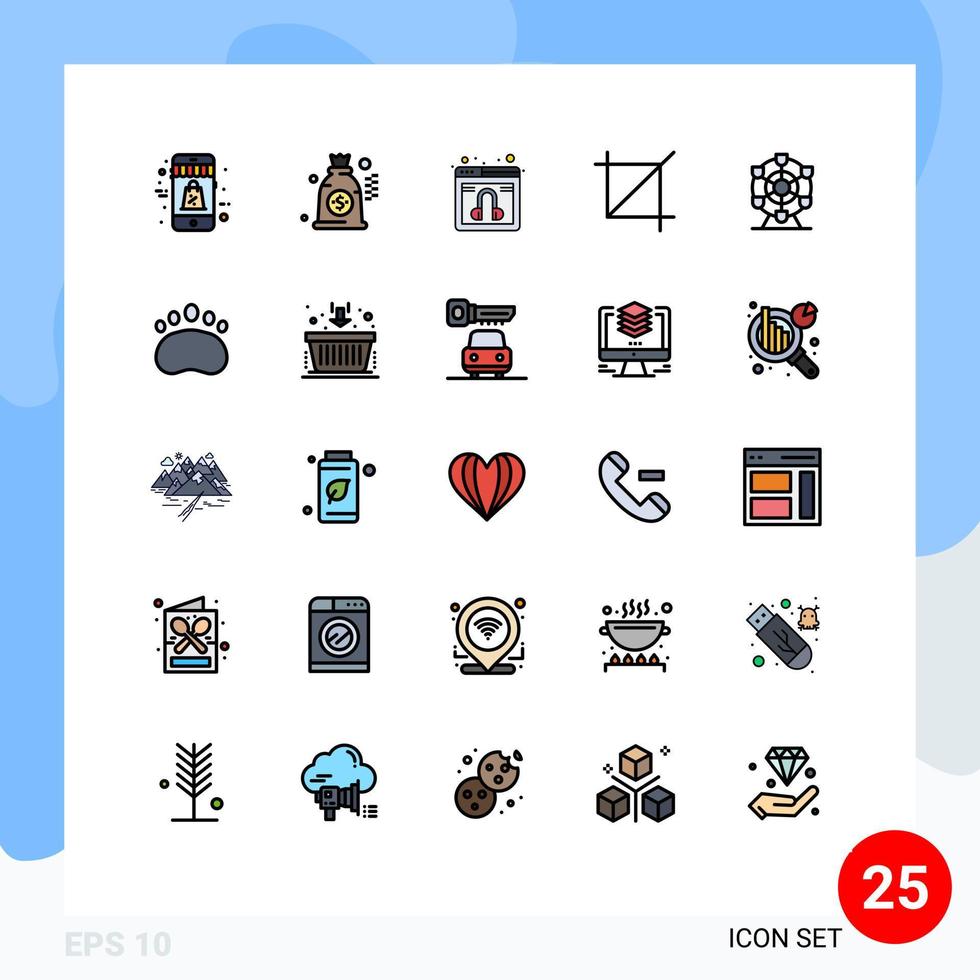 Set of 25 Modern UI Icons Symbols Signs for wheel ferris web tool screen Editable Vector Design Elements