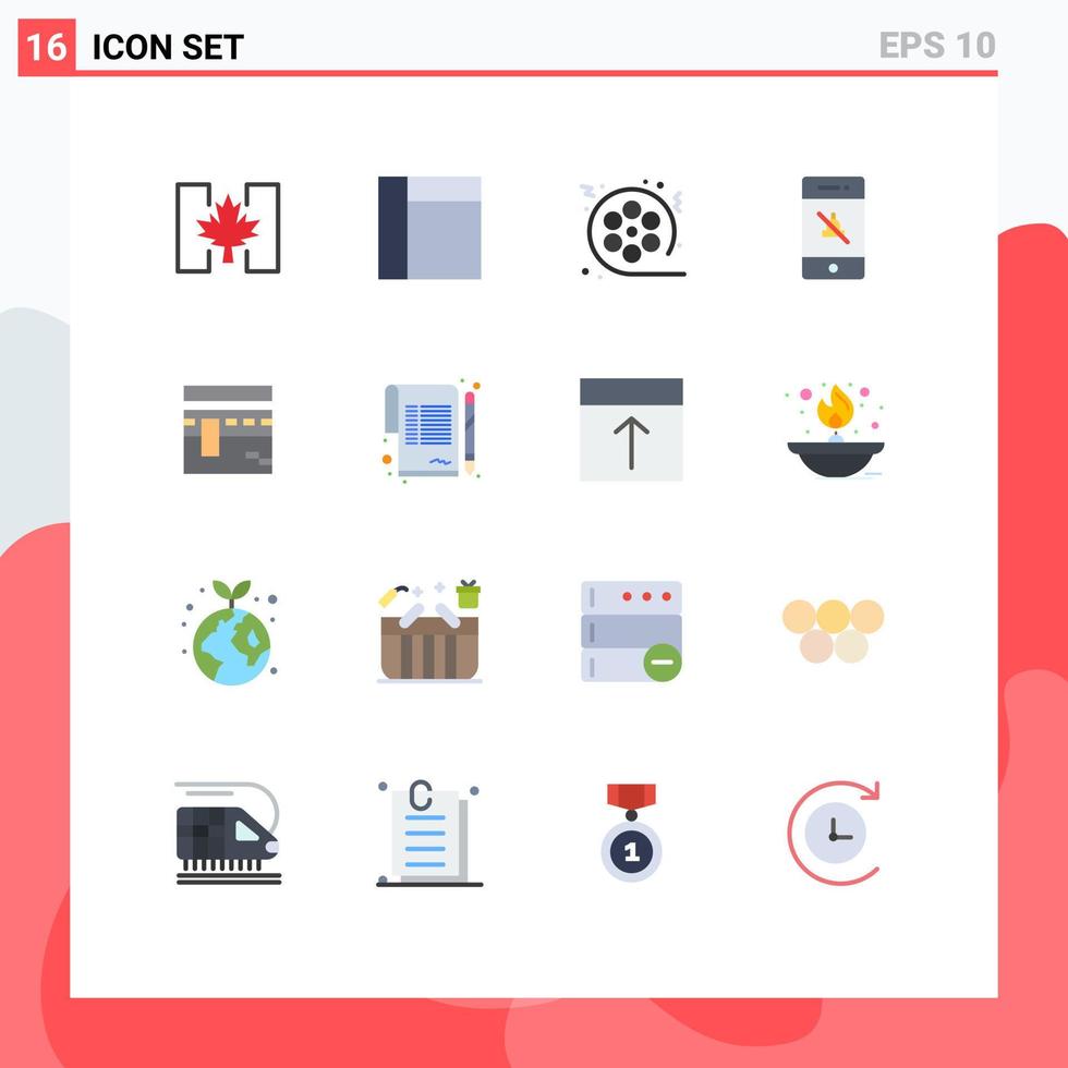 16 Creative Icons Modern Signs and Symbols of pray kaaba cinema technology mute Editable Pack of Creative Vector Design Elements