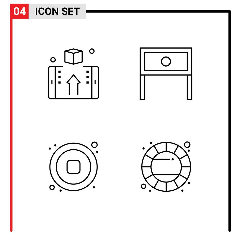 Stock Vector Icon Pack of 4 Line Signs and Symbols for box table online home music Editable Vector Design Elements