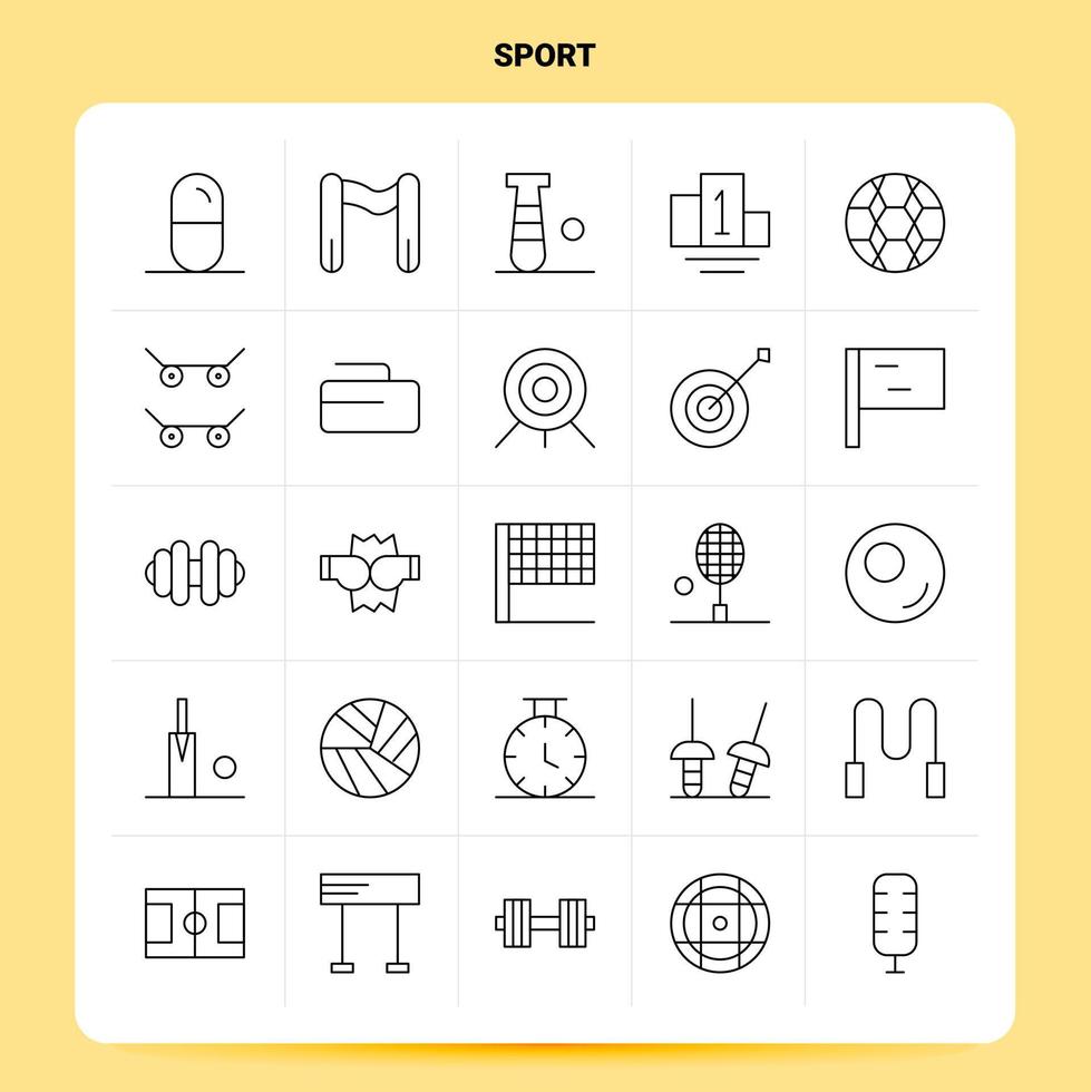 esquema 25 conjunto de iconos deportivos diseño de estilo de línea vectorial conjunto de iconos negros paquete de pictogramas lineales ideas de negocios web y móviles diseño ilustración vectorial vector