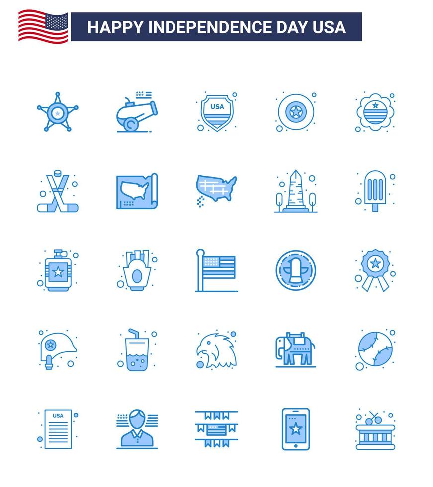 Editable Vector Blue Pack of USA Day 25 Simple Blues of international flag country security star badge Editable USA Day Vector Design Elements