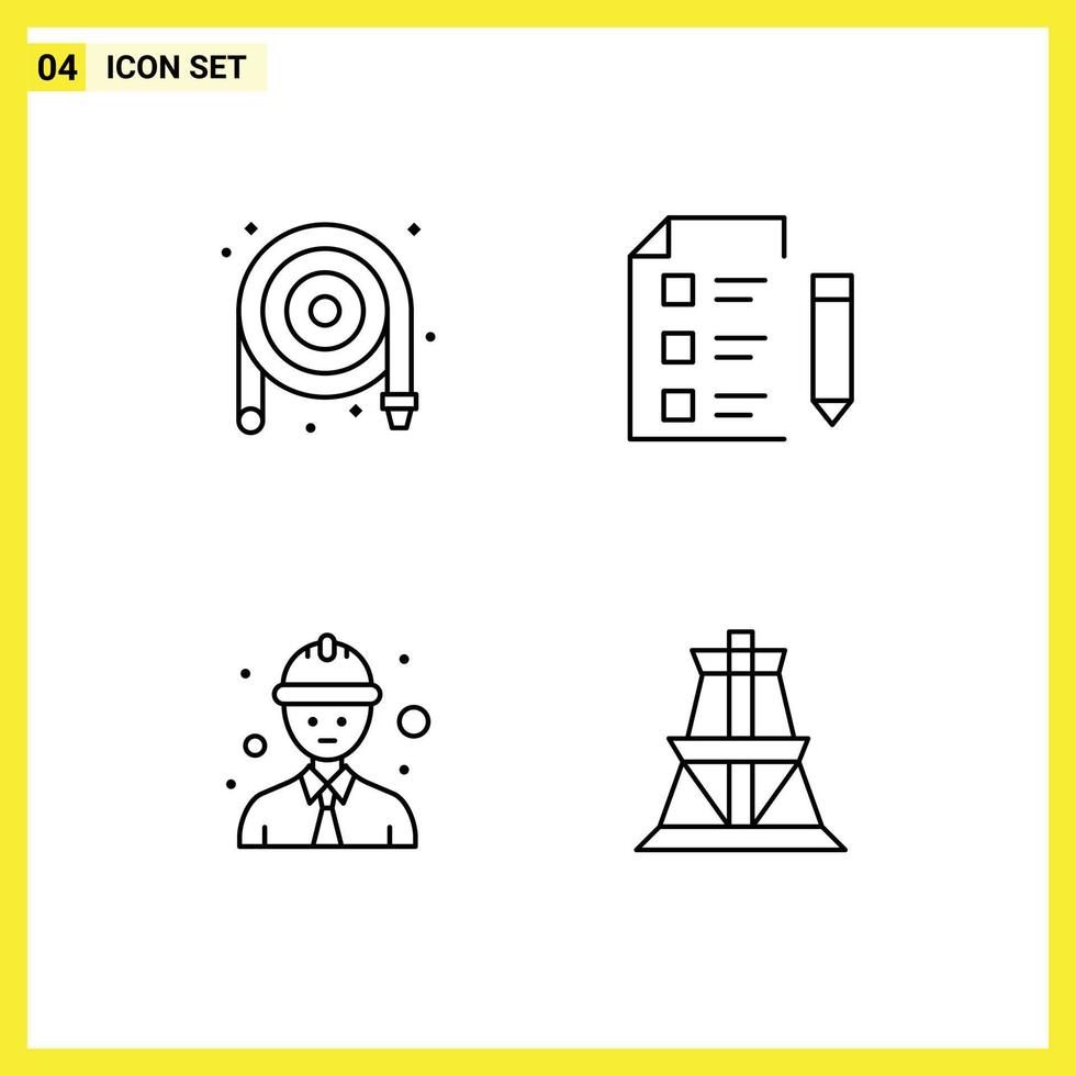 User Interface Pack of 4 Basic Filledline Flat Colors of hose line worker plumbing school worker Editable Vector Design Elements