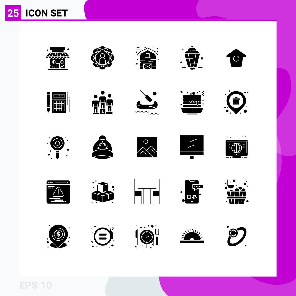 Solid Glyph Pack of 25 Universal Symbols of decoration muslim skills lamp thanksgiving Editable Vector Design Elements