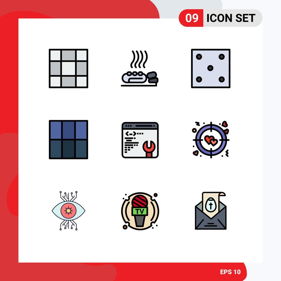 Set of 9 Modern UI Icons Symbols Signs for love setting game web page layout Editable Vector Design Elements