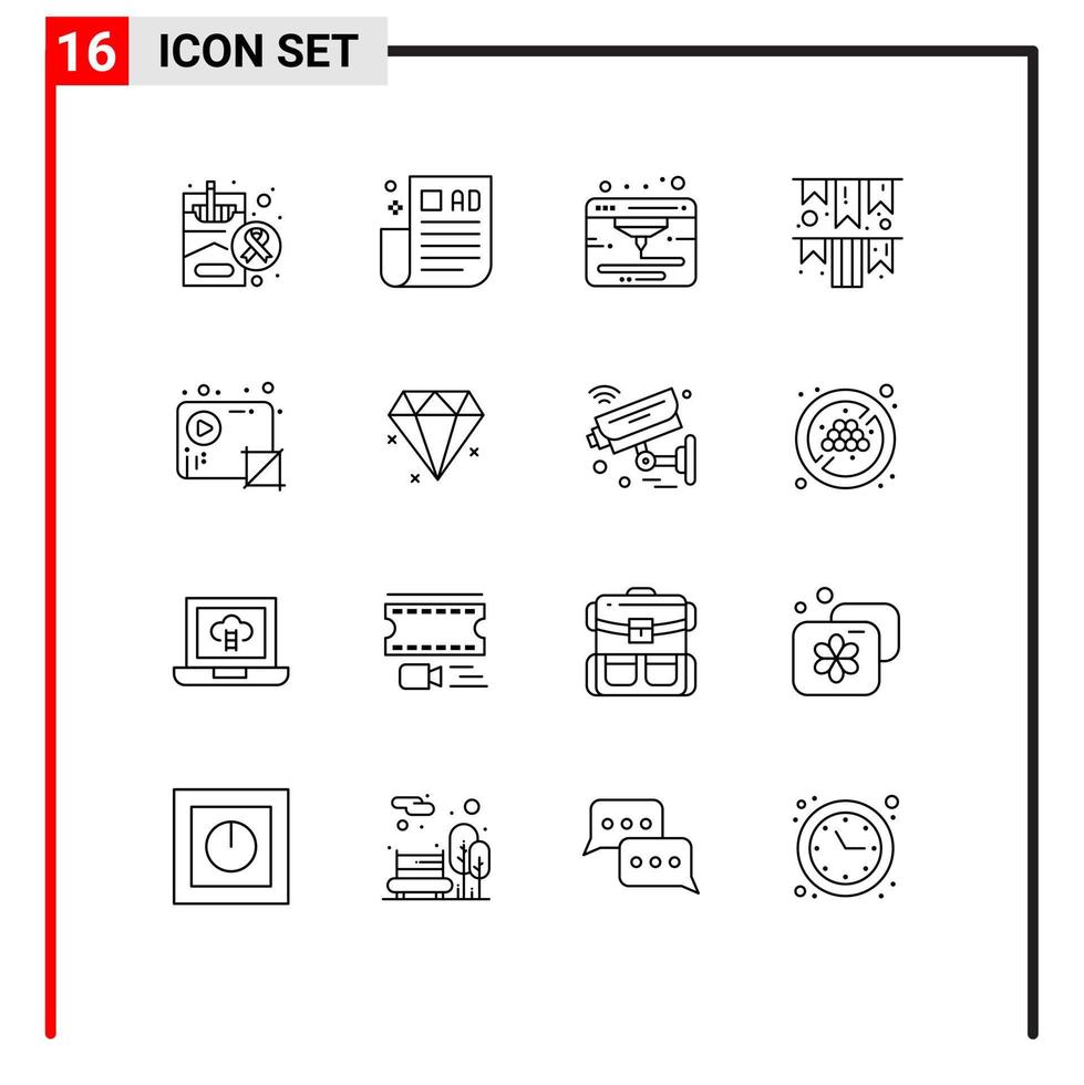 16 Creative Icons Modern Signs and Symbols of media audio internet irish day garland Editable Vector Design Elements