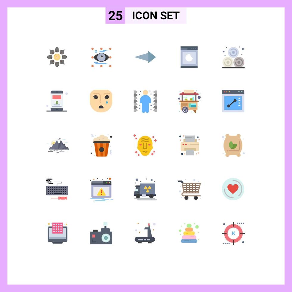 Set of 25 Vector Flat Colors on Grid for clean machine eye cooking right Editable Vector Design Elements