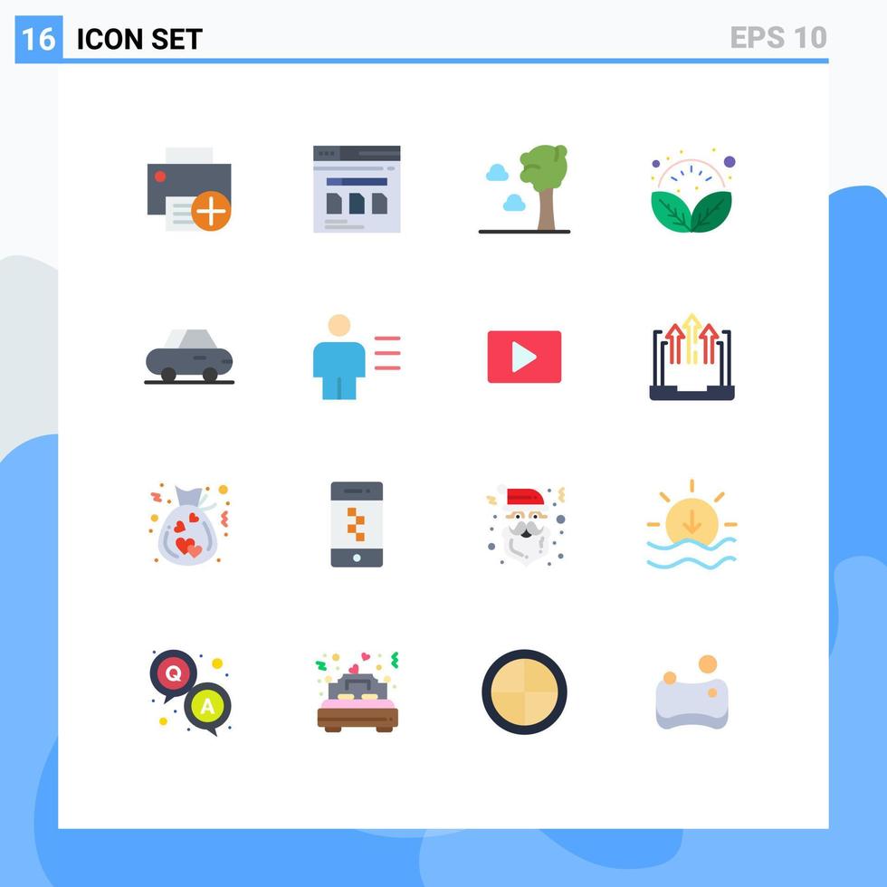 Modern Set of 16 Flat Colors and symbols such as car spa website plant nature Editable Pack of Creative Vector Design Elements