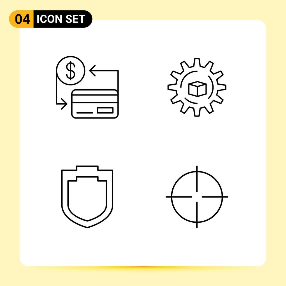 User Interface Pack of 4 Basic Filledline Flat Colors of card protection credit data shield Editable Vector Design Elements