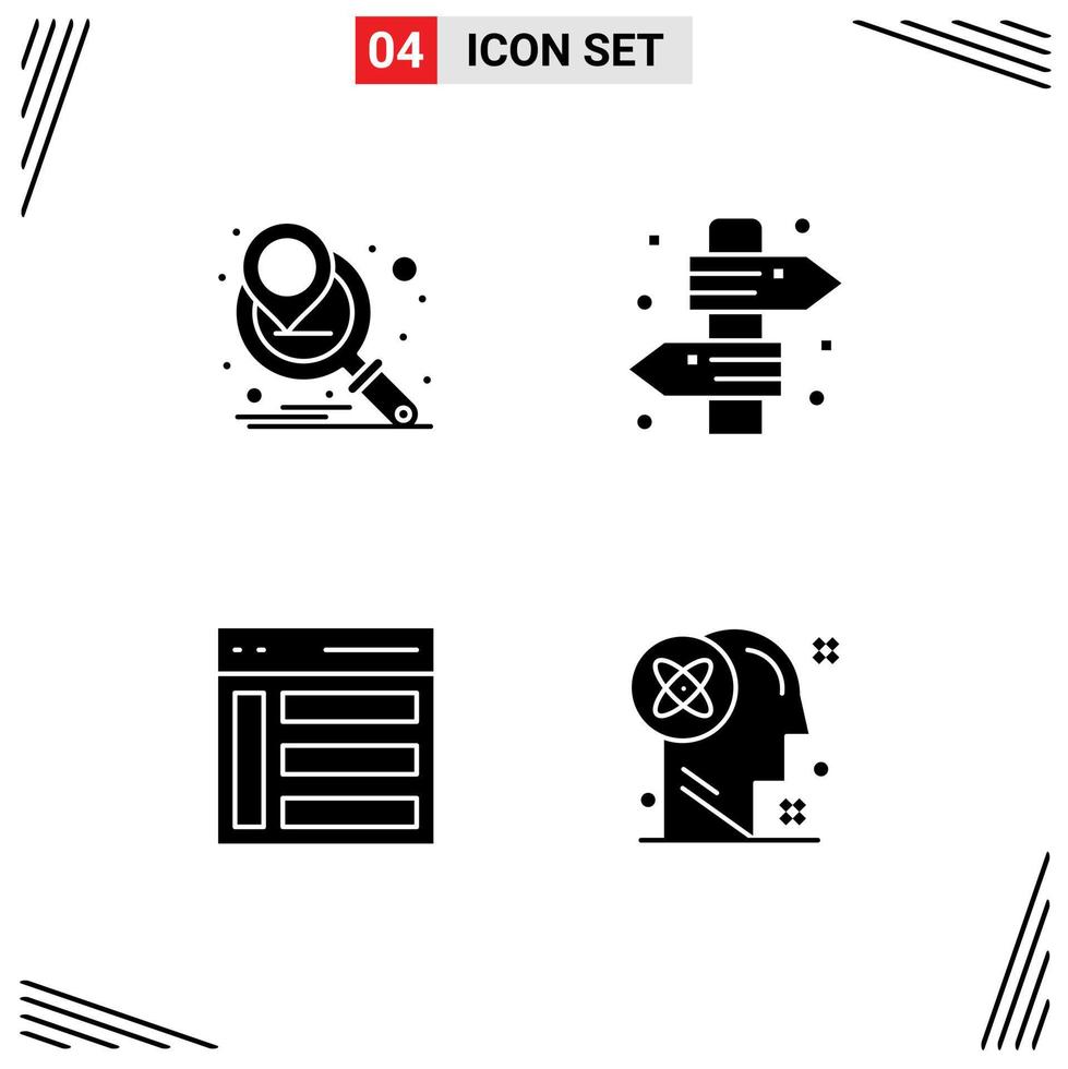Pictogram Set of 4 Simple Solid Glyphs of marketing campaign interface board summer sidebar Editable Vector Design Elements