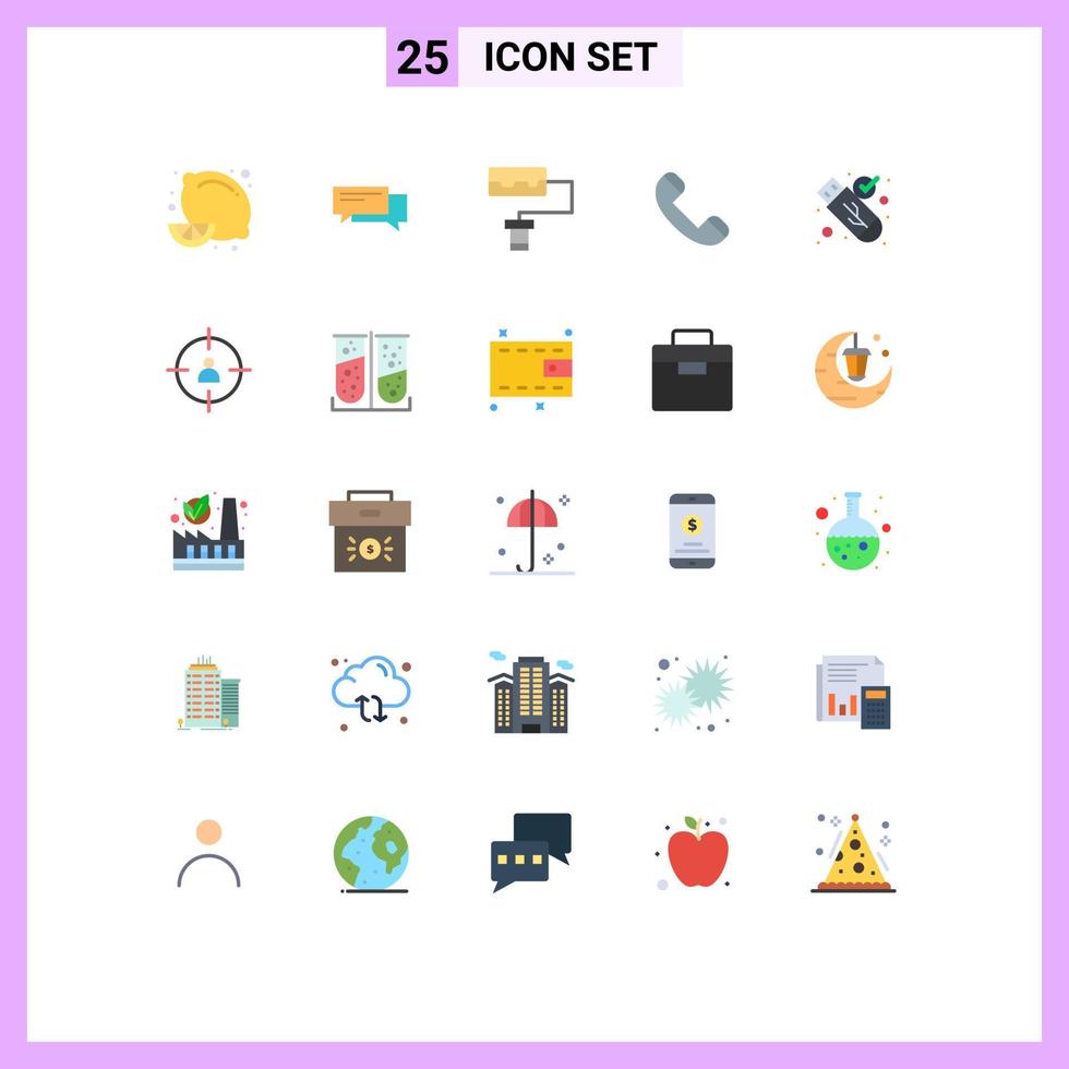 Stock Vector Icon Pack of 25 Line Signs and Symbols for security phone conversation contact roller Editable Vector Design Elements