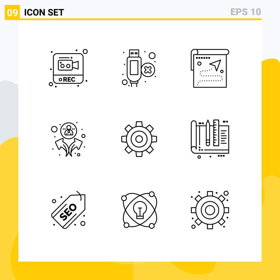 9 Creative Icons Modern Signs and Symbols of job basic route users group Editable Vector Design Elements
