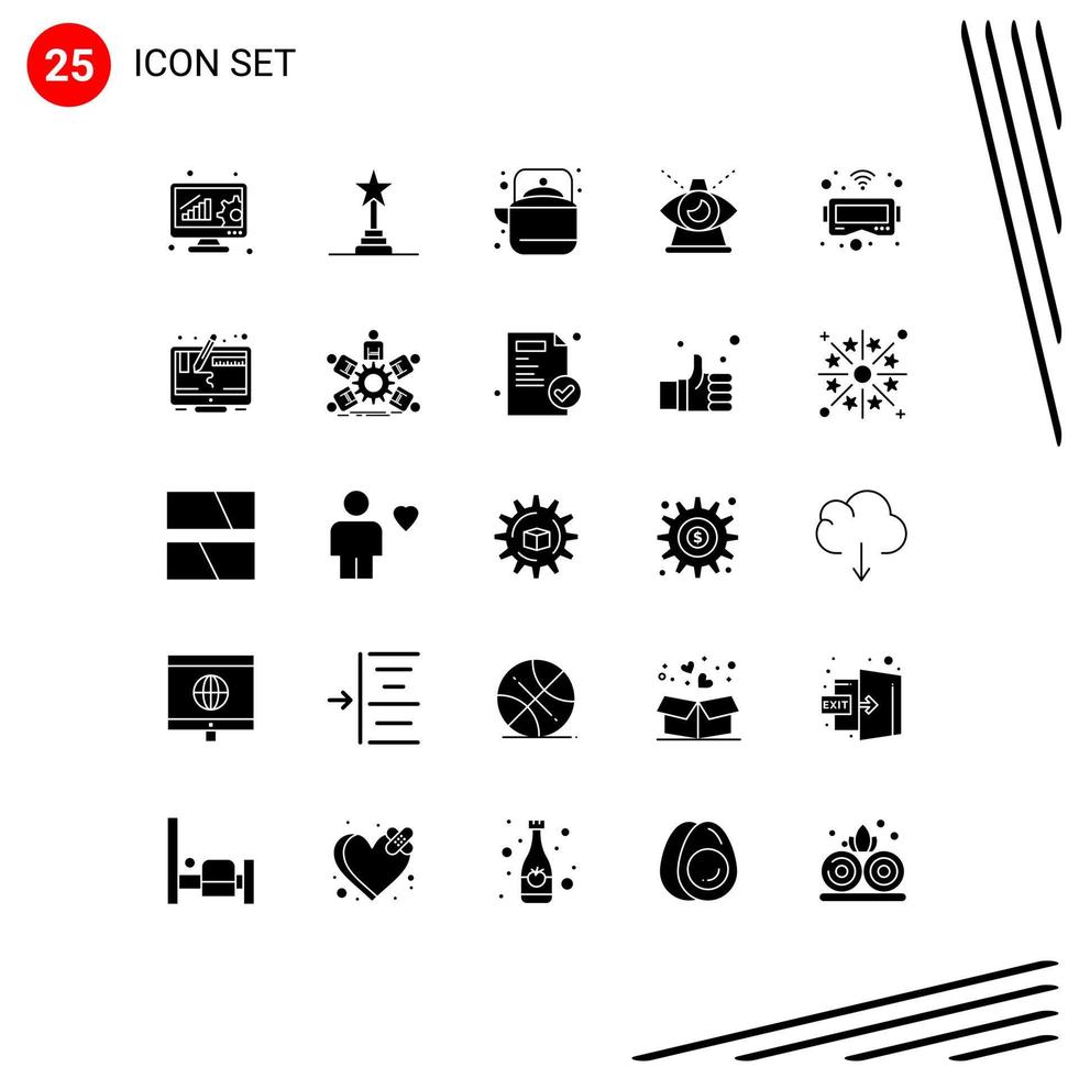 25 Universal Solid Glyphs Set for Web and Mobile Applications providence modern camping eye teapot Editable Vector Design Elements