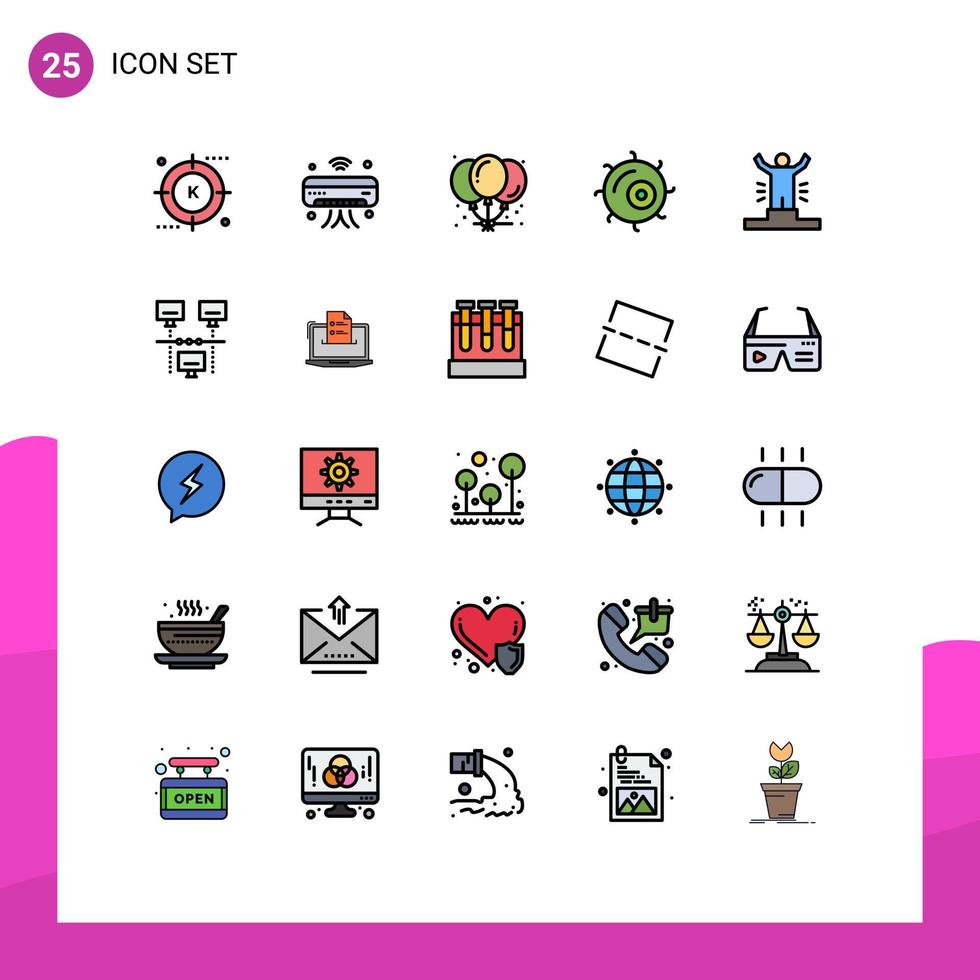 Stock Vector Icon Pack of 25 Line Signs and Symbols for achievement microscope iot cell celebration Editable Vector Design Elements