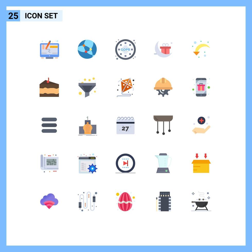 Pictogram Set of 25 Simple Flat Colors of right arrow refresh privacy gift celebration Editable Vector Design Elements