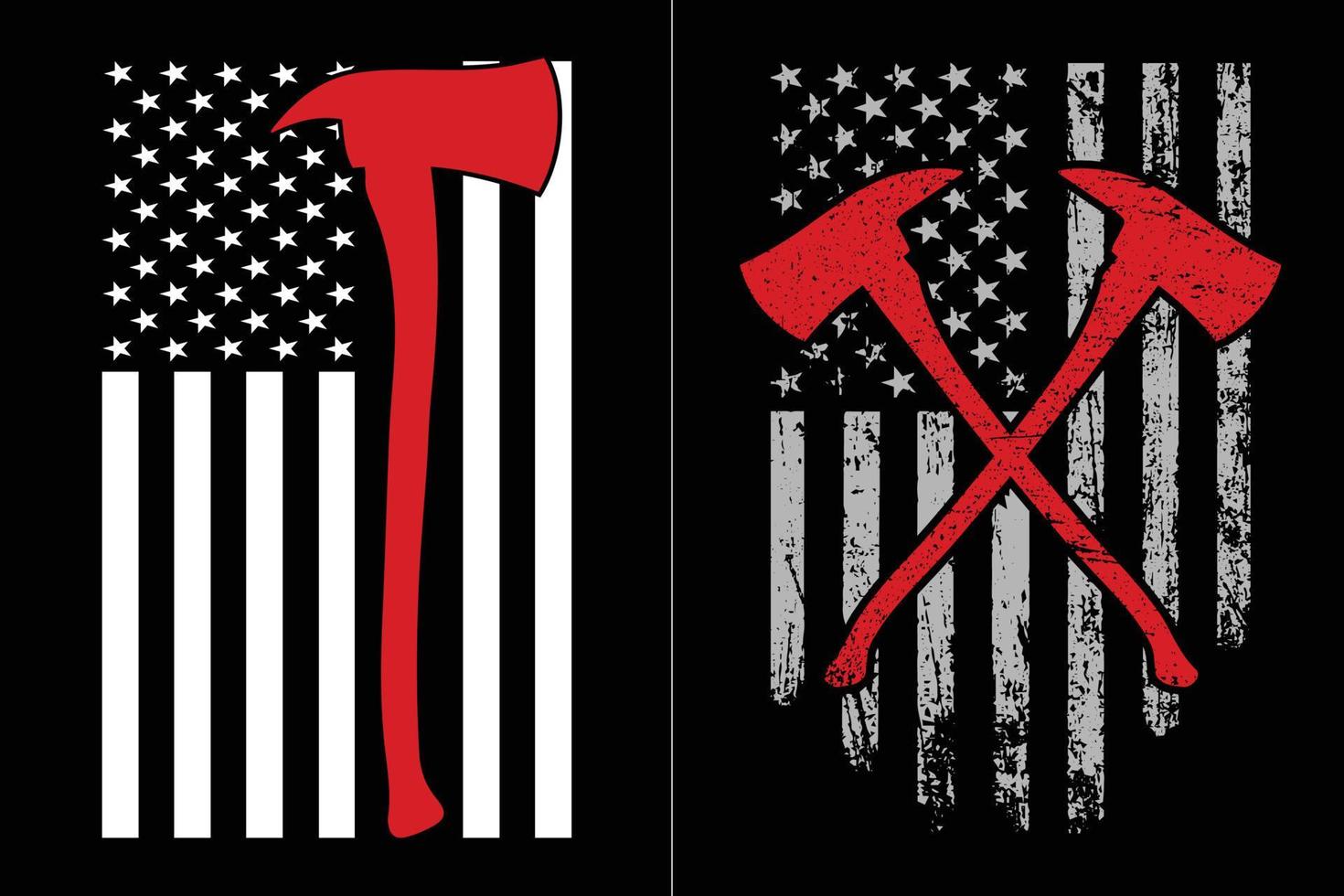 American Flag Firefighter Axe Design vector