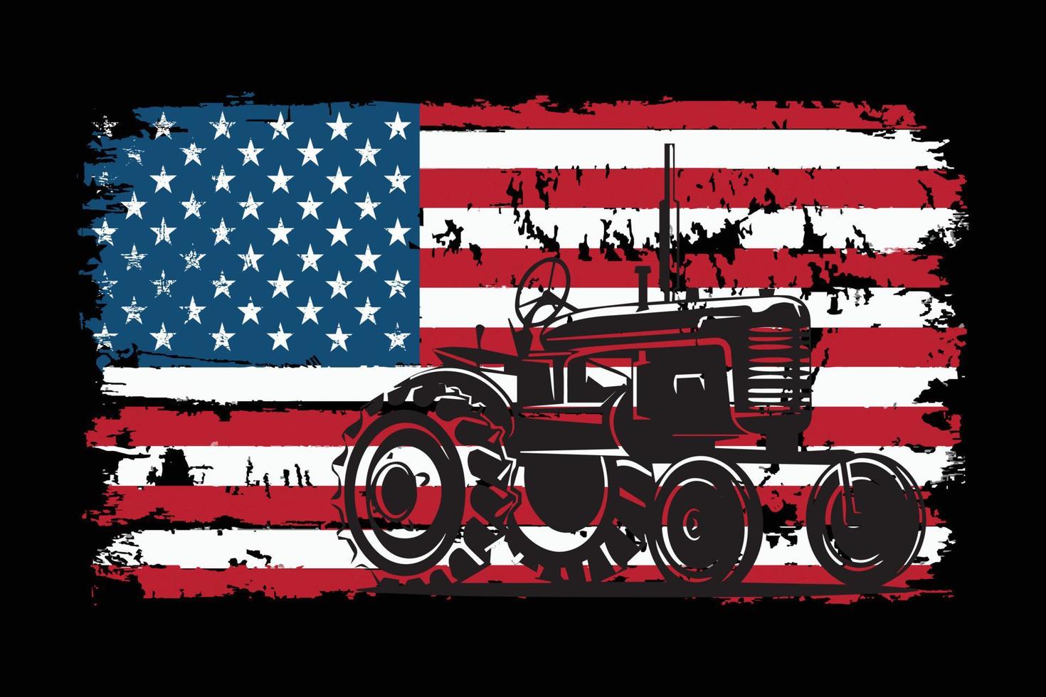 American Flag Patriotic Tractor Design vector