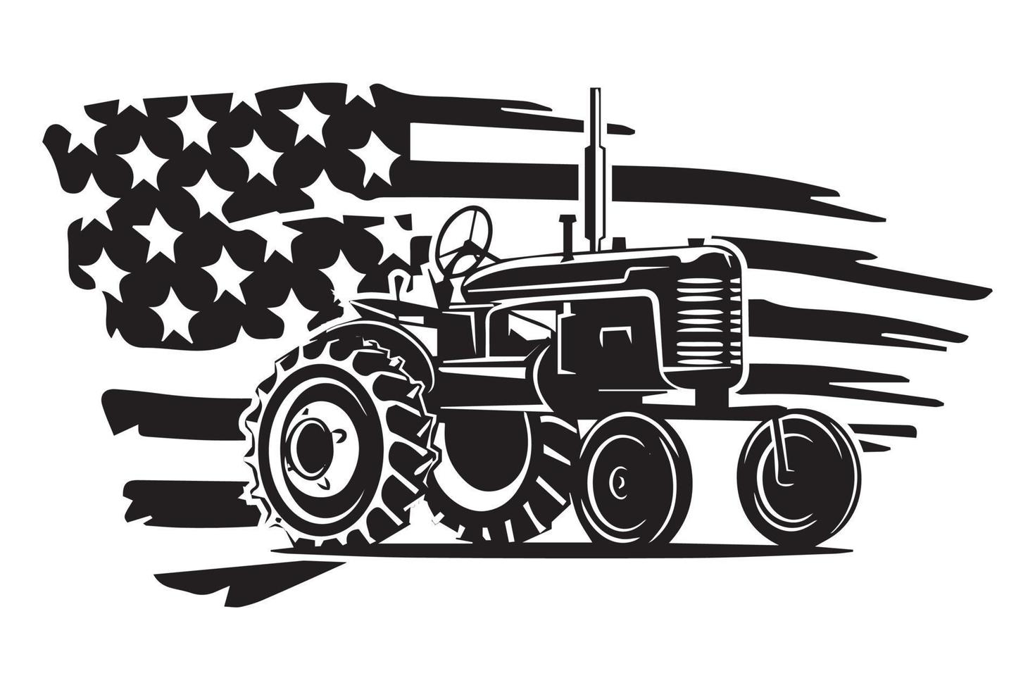 American Flag Tractor Design vector