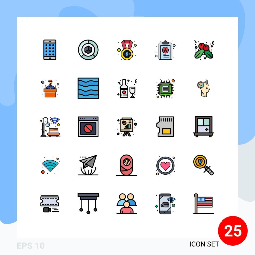 25 iconos creativos signos y símbolos modernos de la lista de bayas archivo de embalaje medalla elementos de diseño vectorial editables vector