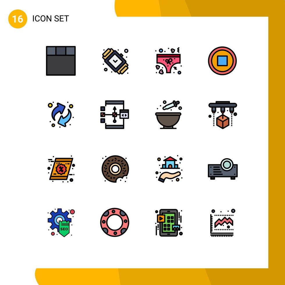 Set of 16 Modern UI Icons Symbols Signs for app recycling love arrows interface Editable Creative Vector Design Elements