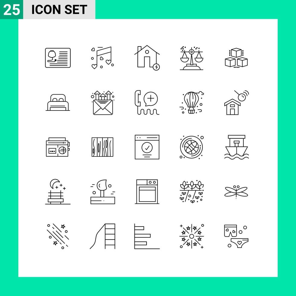 Set of 25 Commercial Lines pack for judgment conclusion wedding choice electricity Editable Vector Design Elements