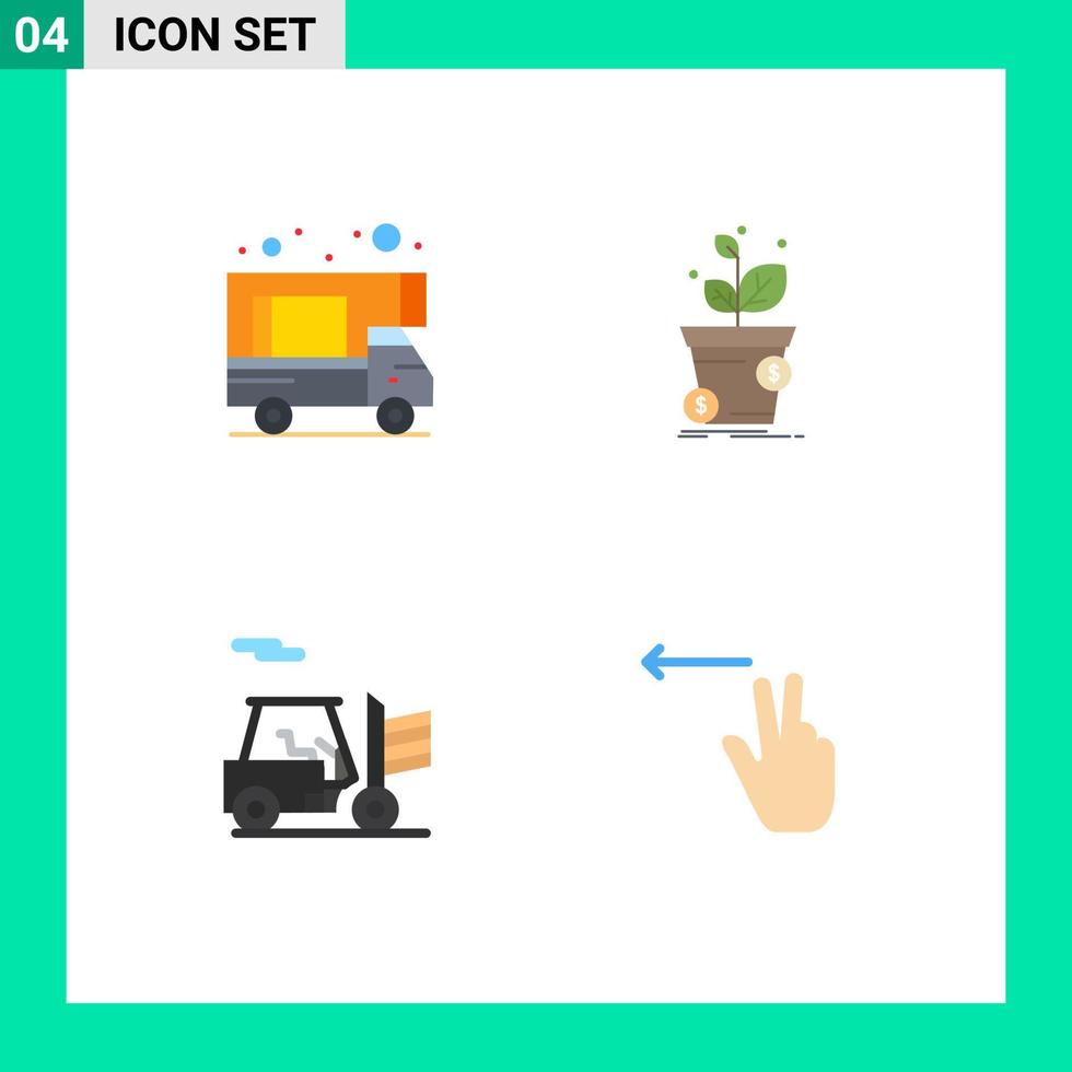 Stock Vector Icon Pack of 4 Line Signs and Symbols for camping outline dollar profit fingers Editable Vector Design Elements