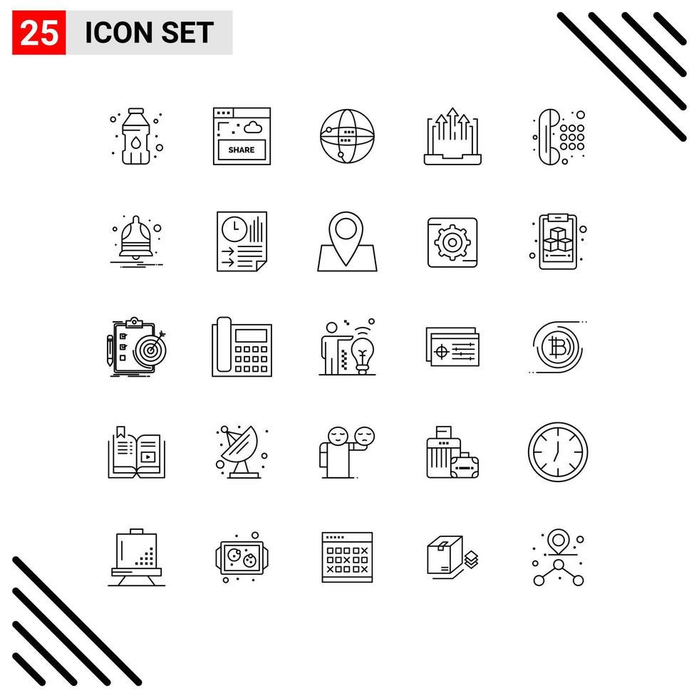 Set of 25 Modern UI Icons Symbols Signs for phone report internet laptop business Editable Vector Design Elements