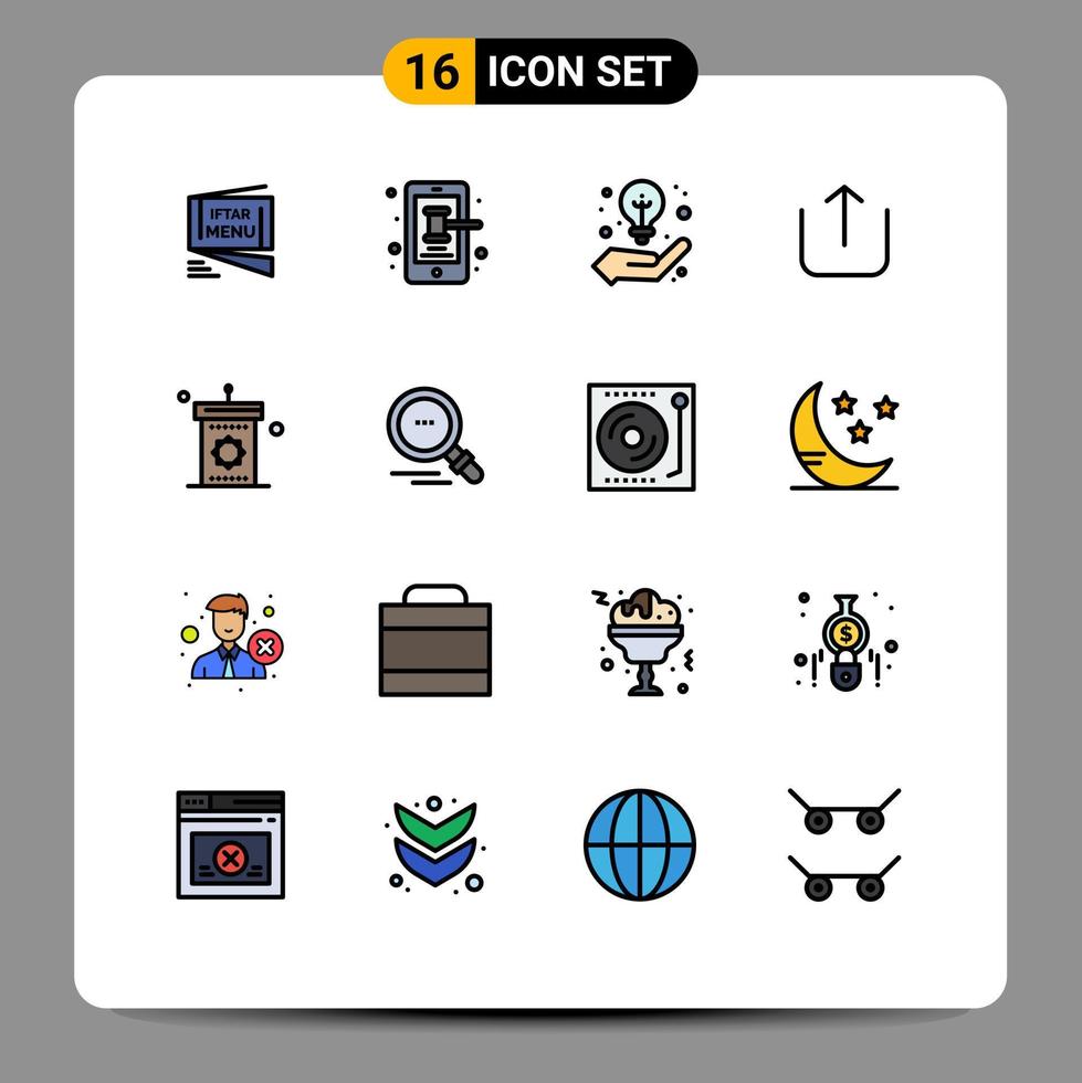 Stock Vector Icon Pack of 16 Line Signs and Symbols for speaker upload trade up creative idea Editable Creative Vector Design Elements