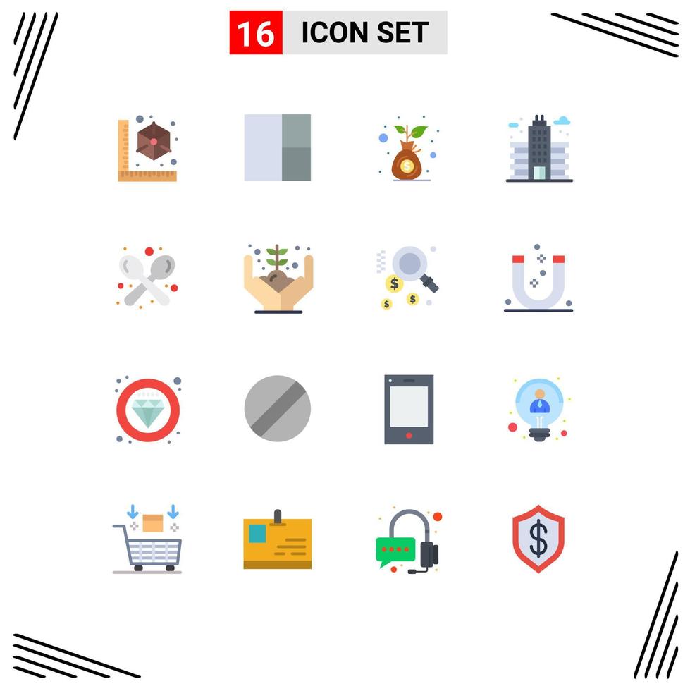 Set of 16 Modern UI Icons Symbols Signs for spoon fork investment coffee office Editable Pack of Creative Vector Design Elements