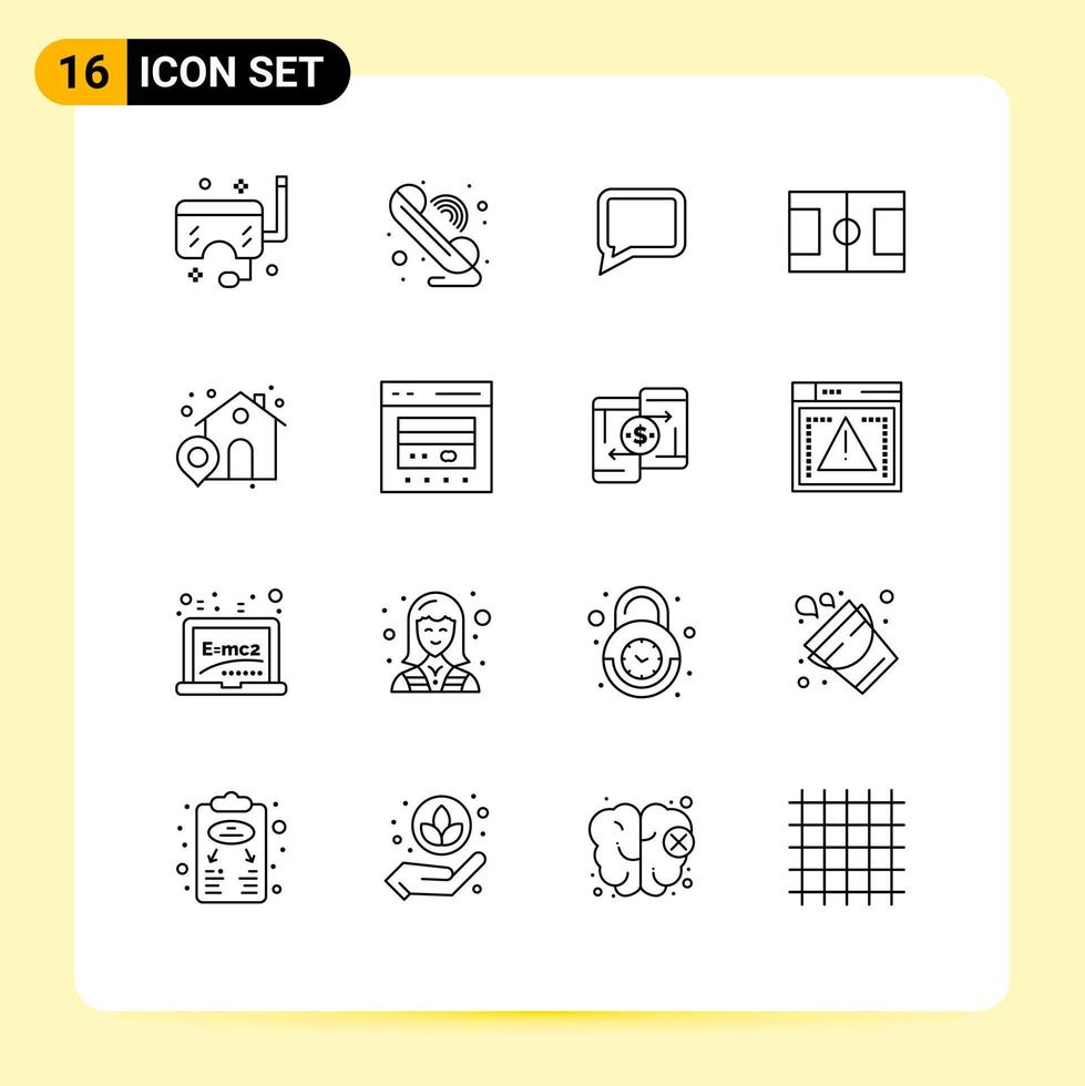 User Interface Pack of 16 Basic Outlines of location shop wifi sport field Editable Vector Design Elements