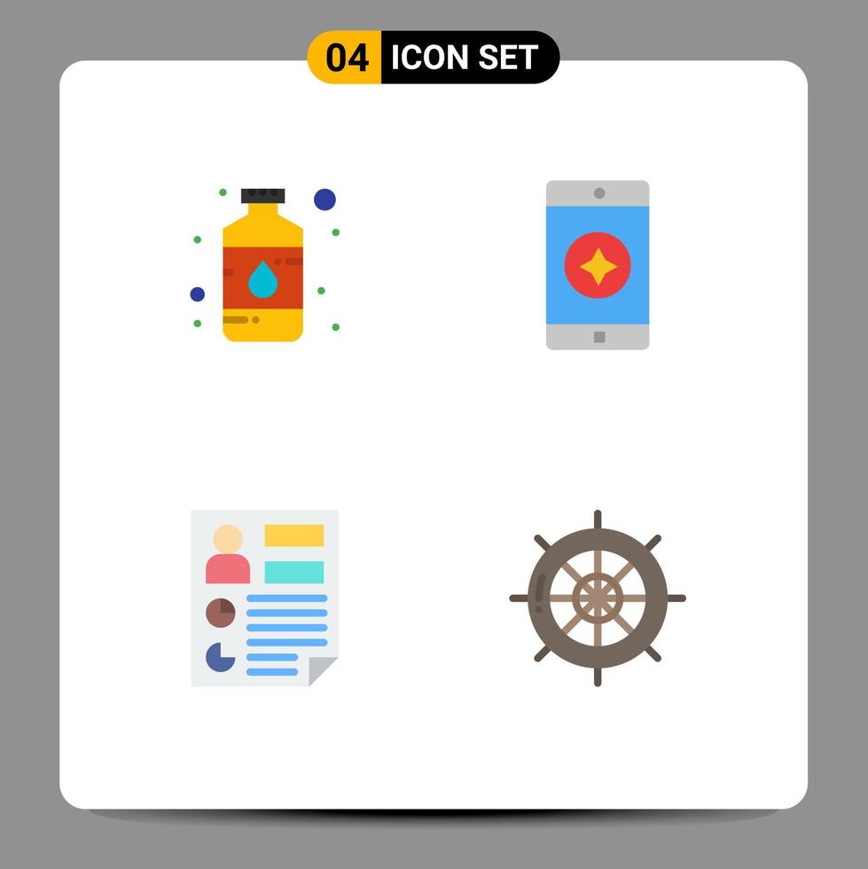 Set of 4 Vector Flat Icons on Grid for art data paint mobile page Editable Vector Design Elements