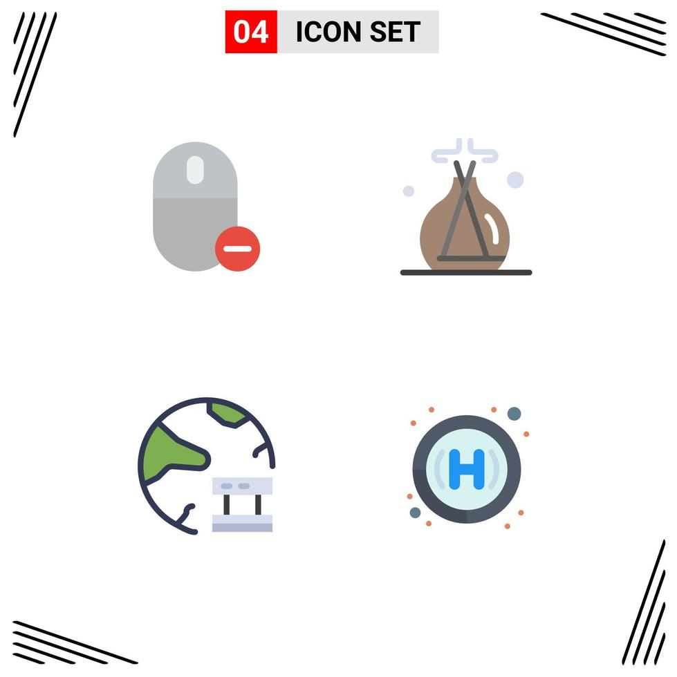 Flat Icon Pack of 4 Universal Symbols of devices data mouse lab green network Editable Vector Design Elements