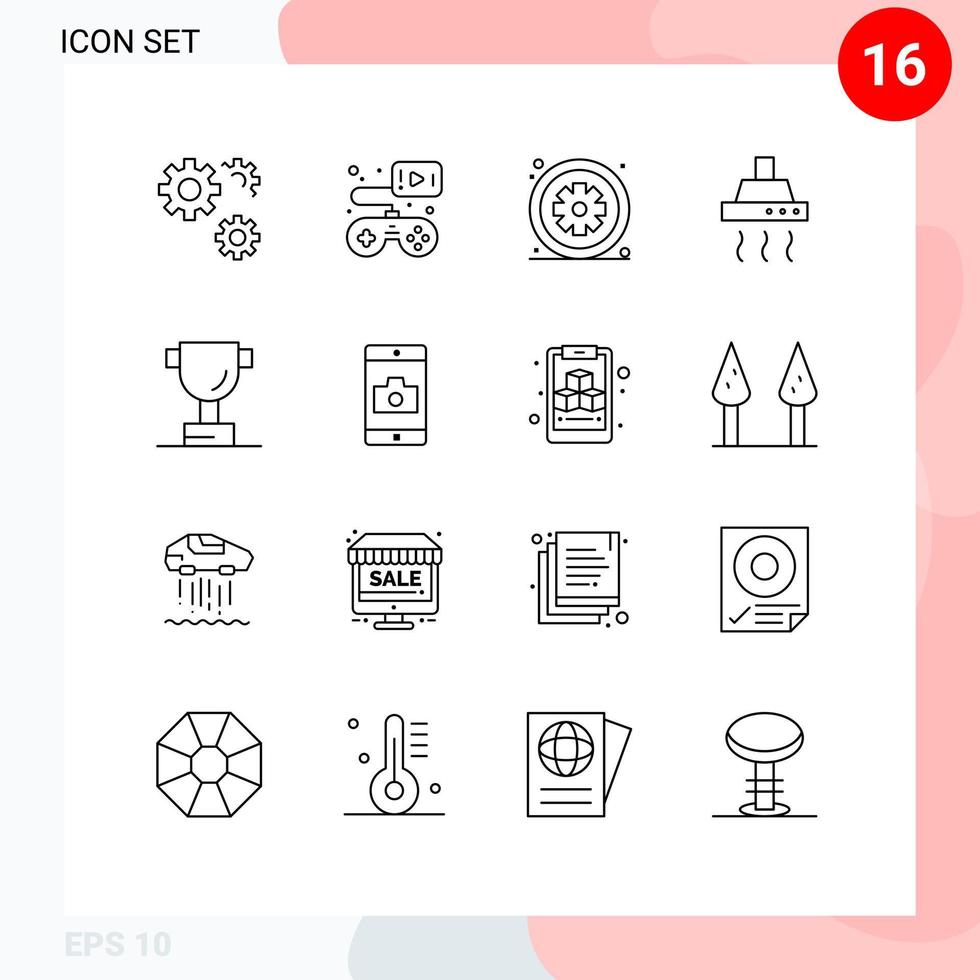 Modern Set of 16 Outlines and symbols such as cup grocery asterisk food medical Editable Vector Design Elements