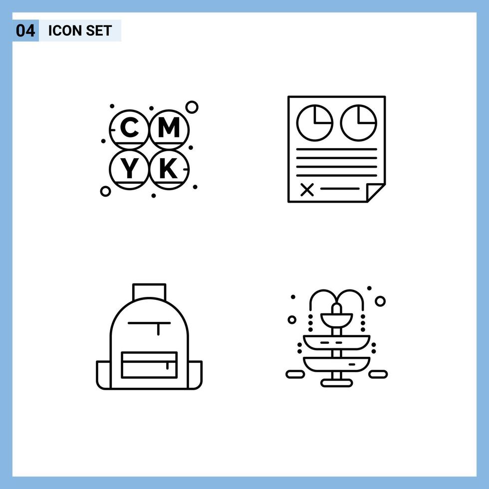 User Interface Pack of 4 Basic Filledline Flat Colors of cmyk bag contract paper hike Editable Vector Design Elements