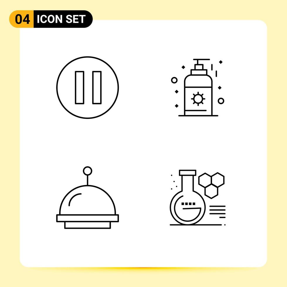 4 Line concept for Websites Mobile and Apps multimedia lab sunblock bell education Editable Vector Design Elements