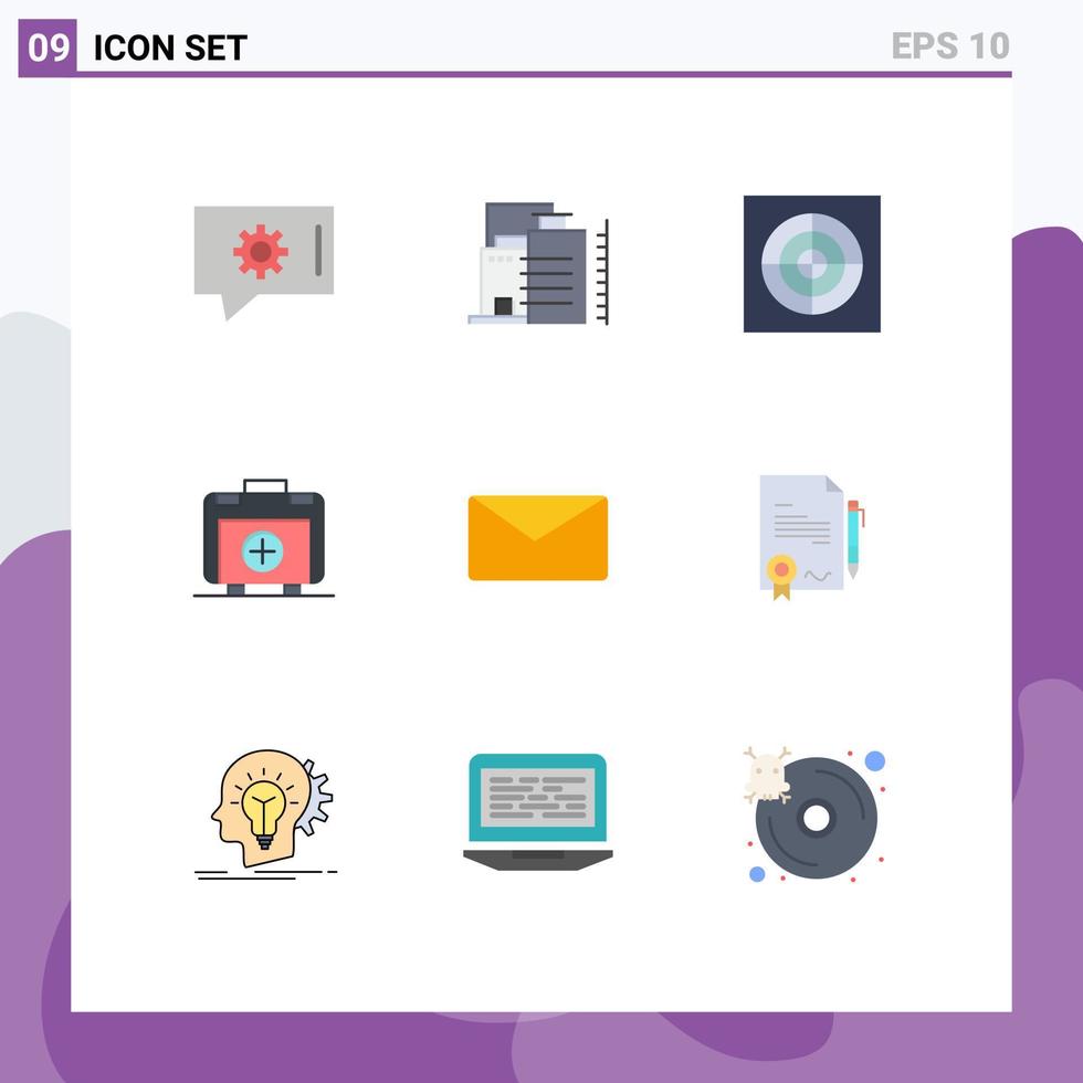 Set of 9 Vector Flat Colors on Grid for interface email extractor mail healthbag Editable Vector Design Elements